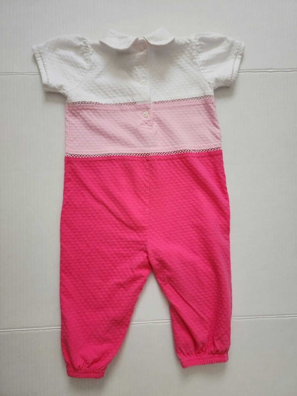 Baby Girl Clothes Lot - 2 Cotton Romper Jumpers & 1 Hooded Cardigan Playwear 12M - Picture 10 of 16